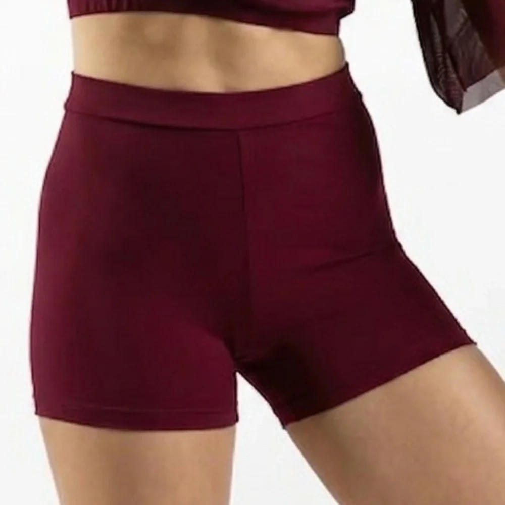 Balera Dancewear Kids Black Cherry Flutter Sleeve Crop Top and Shorts Set CS